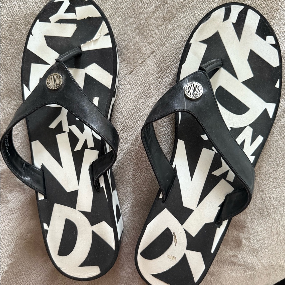 Black and White Logo Flip Flops